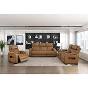 9516BRW-2PWH Power Double Reclining Love Seat with Center Console, Power Headrests, Storage Arms(Top and Side), Cup holders, Charging Ports and LED lighting - 9516BRW-2PWH