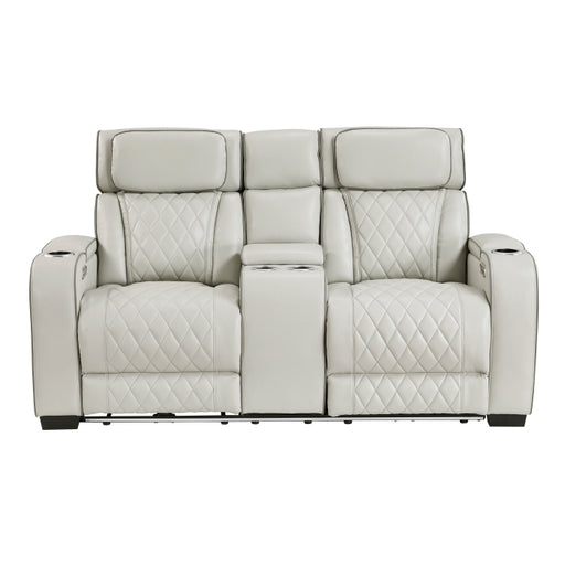 9516TPE-2PWH Power Double Reclining Love Seat with Center Console, Power Headrests, Storage Arms(Top and Side), Cup holders, Charging Ports and LED lighting - 9516TPE-2PWH