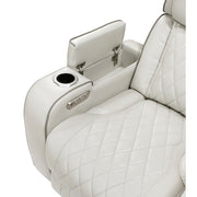 9516TPE-3PWH Power Double Reclining Sofa with Center Drop-Down Cup Holders, Power Headrests, Storage Arms(Top and Side), Cup holders and Reading Lights, Two Wireless Chargers, Charging Ports and LED Lighting - 9516TPE-3PWH