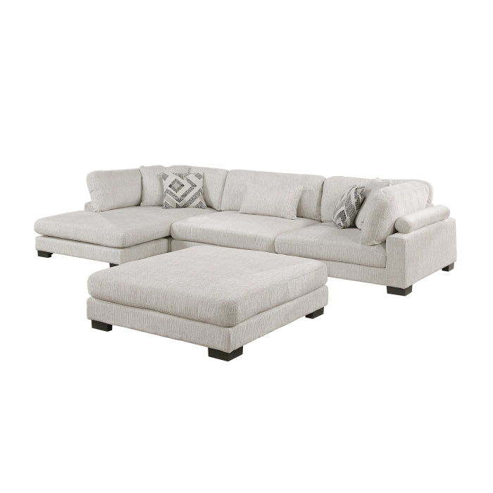 9555BEG*4CRACVCOT (4)4-Piece Modular Sectional with Chaise and Ottoman - 9555BEG*4CRACVCOT