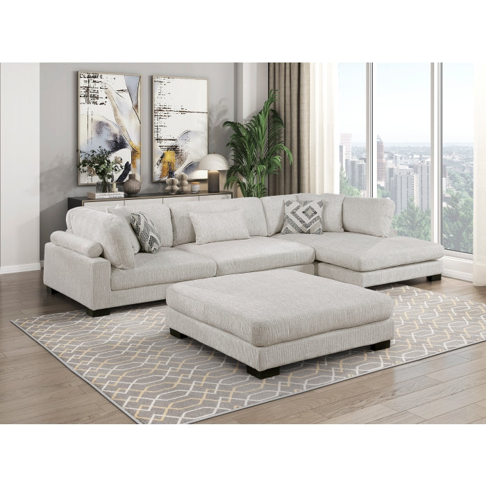 9555BEG*4CRACVCOT (4)4-Piece Modular Sectional with Chaise and Ottoman - 9555BEG*4CRACVCOT