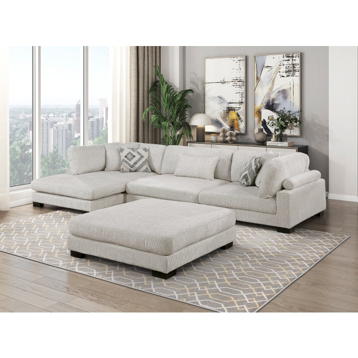 9555BEG*4CRACVCOT (4)4-Piece Modular Sectional with Chaise and Ottoman - 9555BEG*4CRACVCOT