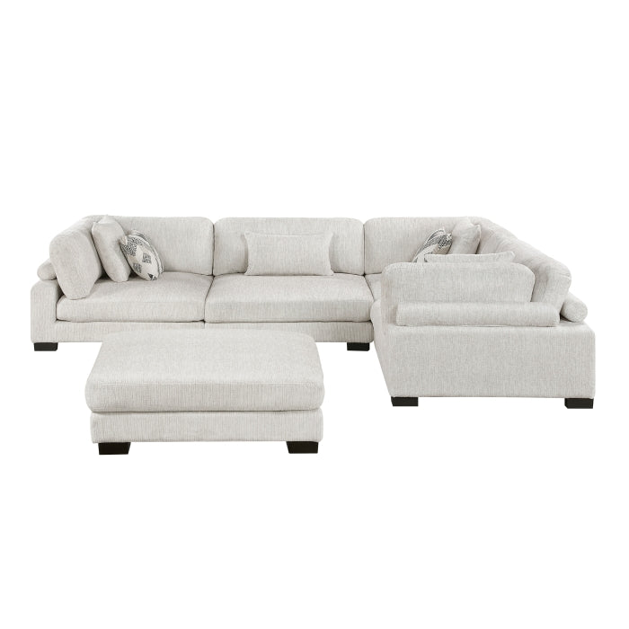 9555BEG*53CRACOT (5)5-Piece Modular Sectional with Ottoman - 9555BEG*53CRACOT