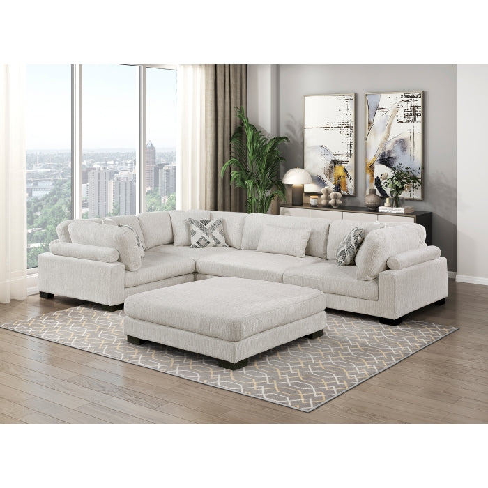 9555BEG*53CRACOT (5)5-Piece Modular Sectional with Ottoman - 9555BEG*53CRACOT