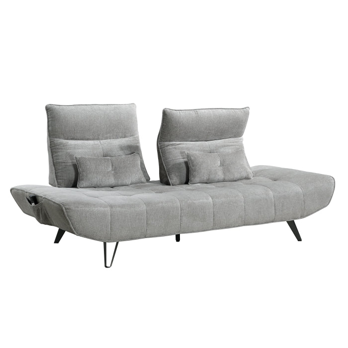 9556GRY-3PW Sofa with Power Adjustable Seat Depth and Manual Adjustable Headrests - 9556GRY-3PW