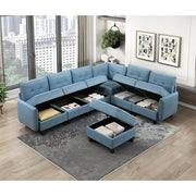 9557BUE-4 Ottoman with Storage - 9557BUE-4
