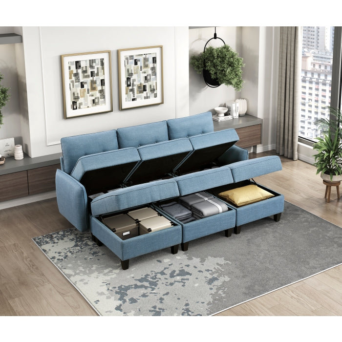 9557BUE-4 Ottoman with Storage - 9557BUE-4