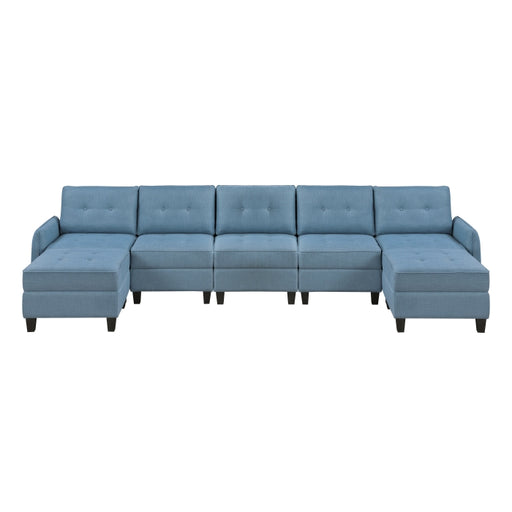 9557BUE*7SC2OT (7)7-Piece Sectional with Storage and Two Ottomans - 9557BUE*7SC2OT