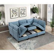 9557BUE-AC Armless Chair with Storage - 9557BUE-AC