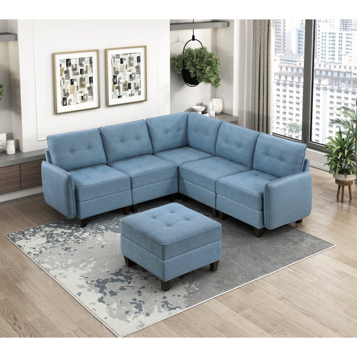9557BUE-C1A Reversible Chair with One Arm and Storage - 9557BUE-C1A