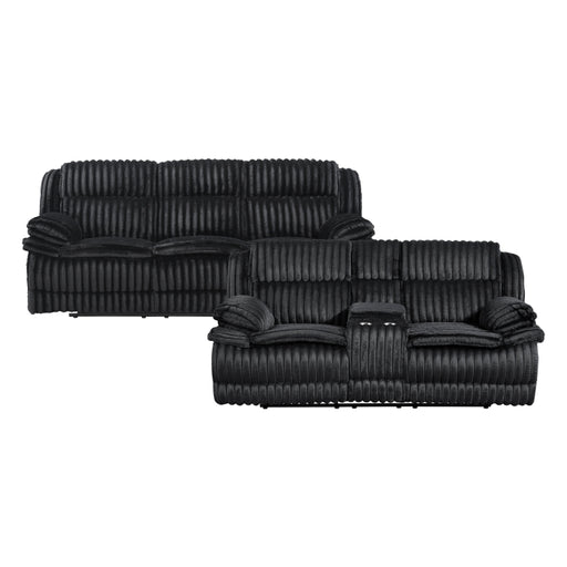 9577BK*2 2pc Set: Sofa, Love - 9577BK*2