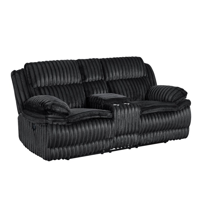 9577BK-2 Double Reclining Love Seat with Center Console - 9577BK-2
