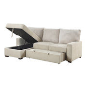 9605BE*2LCRL (2)2-Piece Sectional with Left Chaise and  Drop-Down Cup holders, Storage Pouch, Pull-out Bed and Hidden Storage - 9605BE*2LCRL
