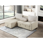 9605BE*2LCRL (2)2-Piece Sectional with Left Chaise and  Drop-Down Cup holders, Storage Pouch, Pull-out Bed and Hidden Storage - 9605BE*2LCRL