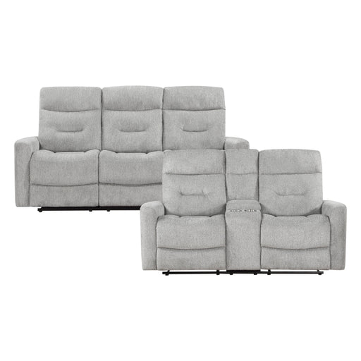9610GY*2 2pc Set: Sofa, Love - 9610GY*2