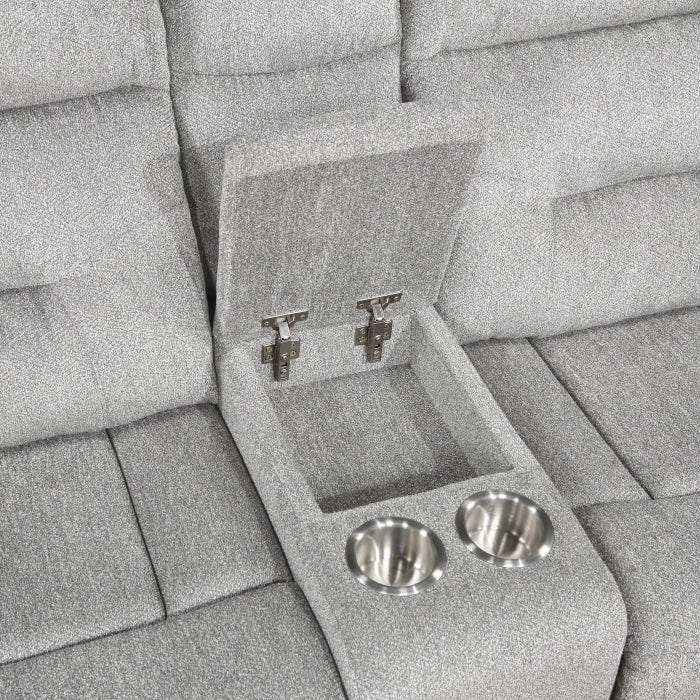 9610GY-2 Double Reclining Love Seat with Center Console - 9610GY-2