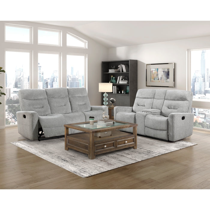9610GY-2 Double Reclining Love Seat with Center Console - 9610GY-2