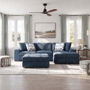 9624BU*32LRC 3-Piece Sectional with Right Chaise, Pull-out Bed and Ottoman - 9624BU*32LRC