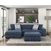9624BU*3LC2R 3-Piece Sectional with Left Chaise, Pull-out Bed and Ottoman - 9624BU*3LC2R
