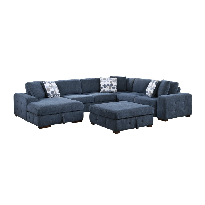 9624BU*5LC2R 5-Piece Sectional with Left Chaise, Pull-out Bed and Ottoman - 9624BU*5LC2R