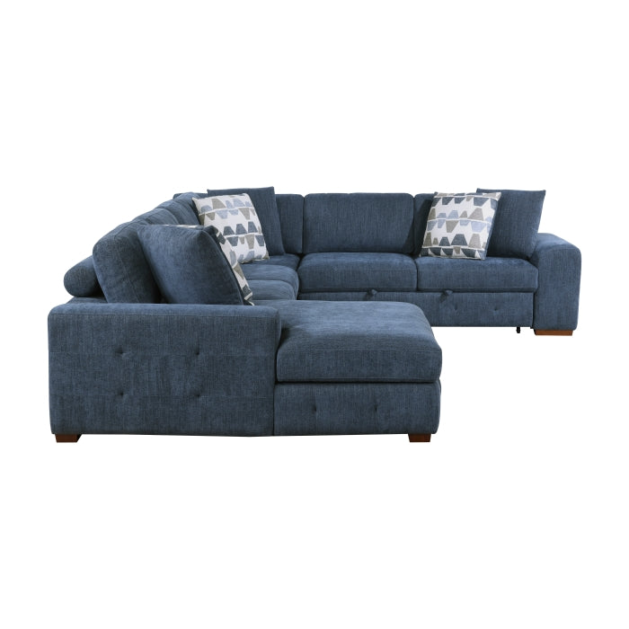 9624BU*5LC2R 5-Piece Sectional with Left Chaise, Pull-out Bed and Ottoman - 9624BU*5LC2R