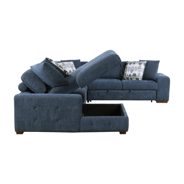 9624BU*5LC2R 5-Piece Sectional with Left Chaise, Pull-out Bed and Ottoman - 9624BU*5LC2R