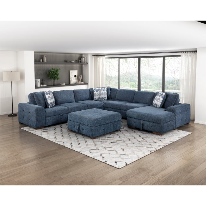 9624BU*62L1ACRCOT (6)6-Piece Sectional with Right Chaise, Pull-out Bed and Ottoman - 9624BU*62L1ACRCOT