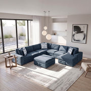 9624BU*62L1ACRCOT (6)6-Piece Sectional with Right Chaise, Pull-out Bed and Ottoman - 9624BU*62L1ACRCOT