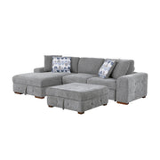 9624GY*3LC2R 3-Piece Sectional with Left Chaise, Pull-out Bed and Ottoman - 9624GY*3LC2R