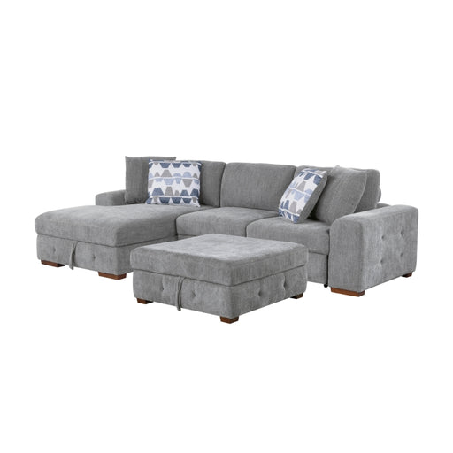 9624GY*3LC2R 3-Piece Sectional with Left Chaise, Pull-out Bed and Ottoman - 9624GY*3LC2R