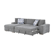 9624GY*3LC2R 3-Piece Sectional with Left Chaise, Pull-out Bed and Ottoman - 9624GY*3LC2R