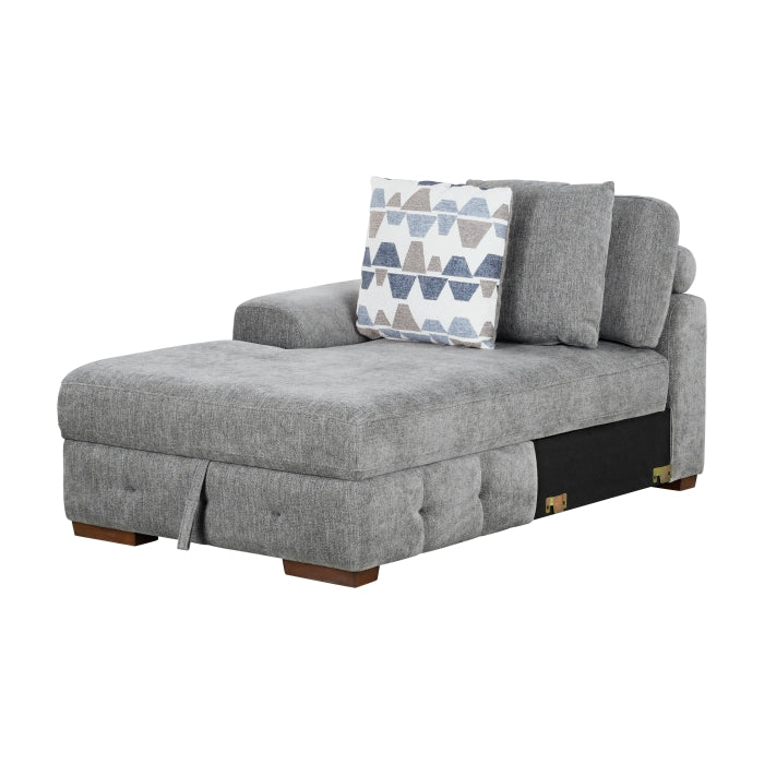 9624GY*3LC2R 3-Piece Sectional with Left Chaise, Pull-out Bed and Ottoman - 9624GY*3LC2R
