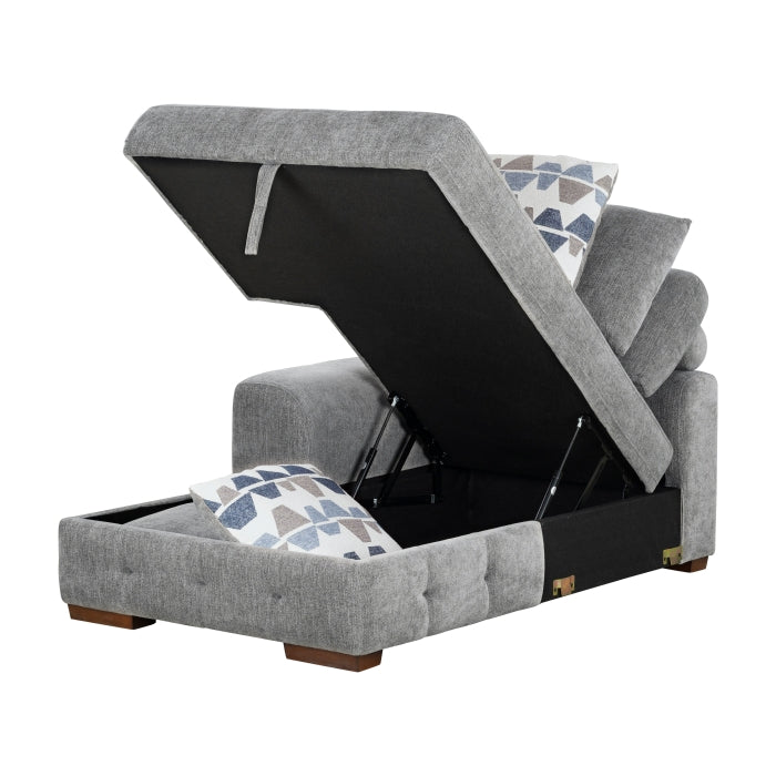 9624GY*3LC2R 3-Piece Sectional with Left Chaise, Pull-out Bed and Ottoman - 9624GY*3LC2R