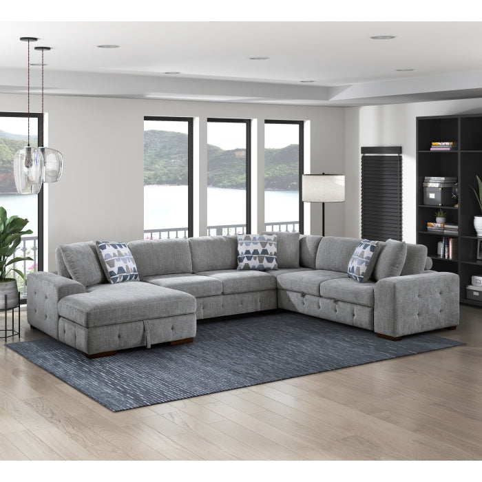 9624GY*42RLC 4-Piece Sectional with Left Chaise and Pull-out Bed - 9624GY*42RLC