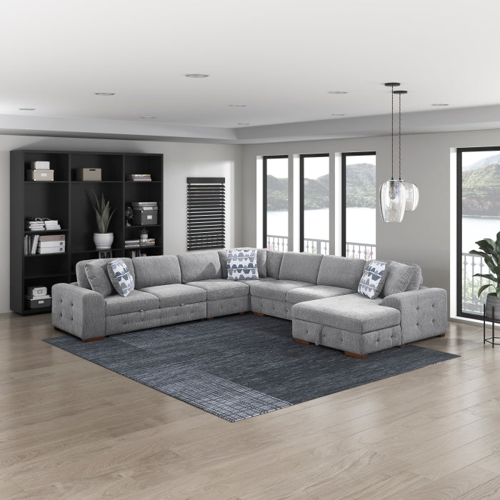 9624GY*52L1ACRC (5)5-Piece Sectional with Right Chaise and Pull-out Bed - 9624GY*52L1ACRC