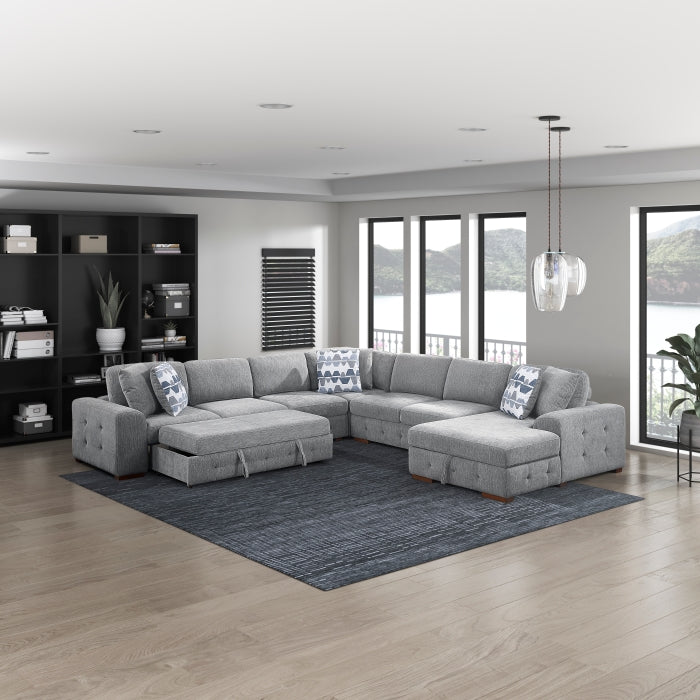 9624GY*52L1ACRC (5)5-Piece Sectional with Right Chaise and Pull-out Bed - 9624GY*52L1ACRC