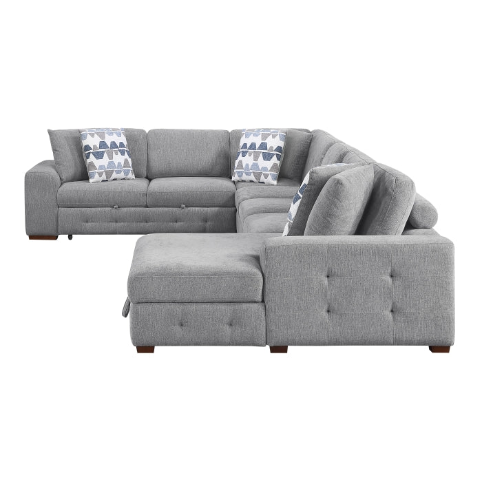 9624GY*52L1ACRC (5)5-Piece Sectional with Right Chaise and Pull-out Bed - 9624GY*52L1ACRC