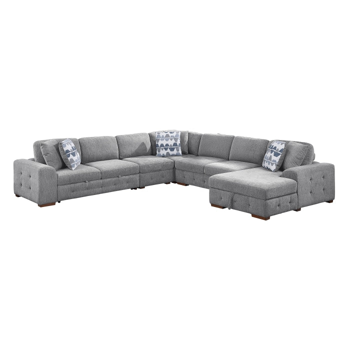 9624GY*52L1ACRC (5)5-Piece Sectional with Right Chaise and Pull-out Bed - 9624GY*52L1ACRC
