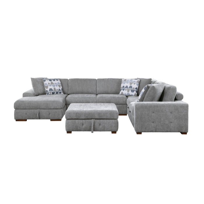 9624GY*5LC2R 5-Piece Sectional with Left Chaise, Pull-out Bed and Ottoman - 9624GY*5LC2R