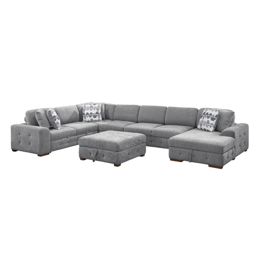 9624GY*62L1ACRCOT (6)6-Piece Sectional with Right Chaise, Pull-out Bed and Ottoman - 9624GY*62L1ACRCOT