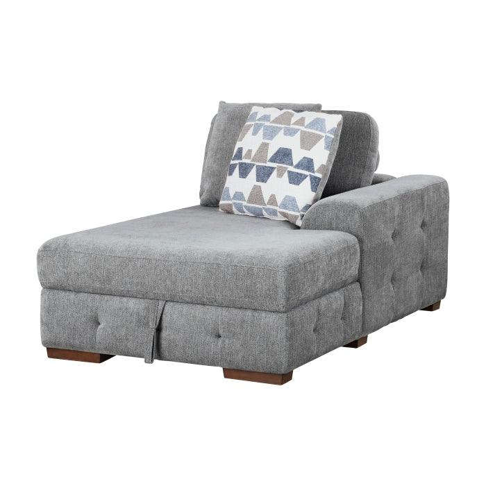 9624GY-RC Right Side Chaise with Hidden Storage - 9624GY-RC