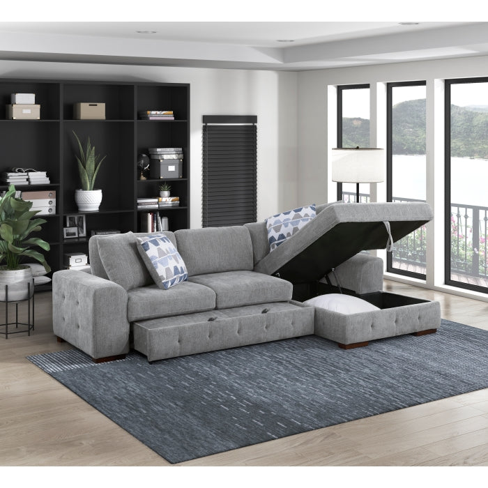 9624GY-RC Right Side Chaise with Hidden Storage - 9624GY-RC