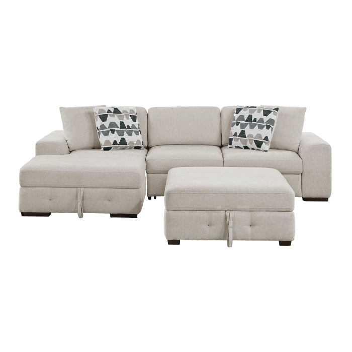 9624TP*3LC2R 3-Piece Sectional with Left Chaise, Pull-out Bed and Ottoman - 9624TP*3LC2R