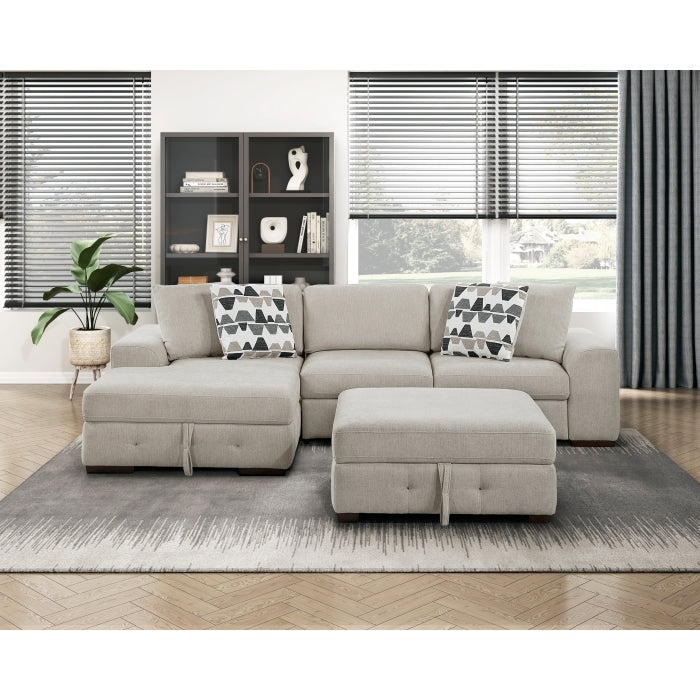 9624TP*3LC2R 3-Piece Sectional with Left Chaise, Pull-out Bed and Ottoman - 9624TP*3LC2R