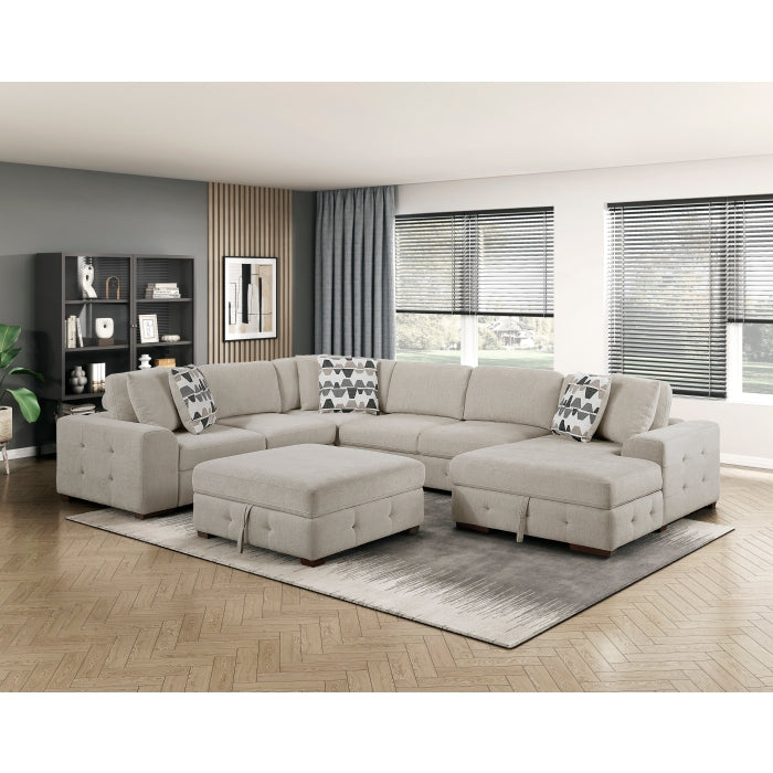 9624TP*52LRC 5-Piece Sectional with Right Chaise, Pull-out Bed and Ottoman - 9624TP*52LRC