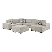 9624TP*52LRC 5-Piece Sectional with Right Chaise, Pull-out Bed and Ottoman - 9624TP*52LRC