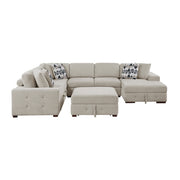 9624TP*52LRC 5-Piece Sectional with Right Chaise, Pull-out Bed and Ottoman - 9624TP*52LRC