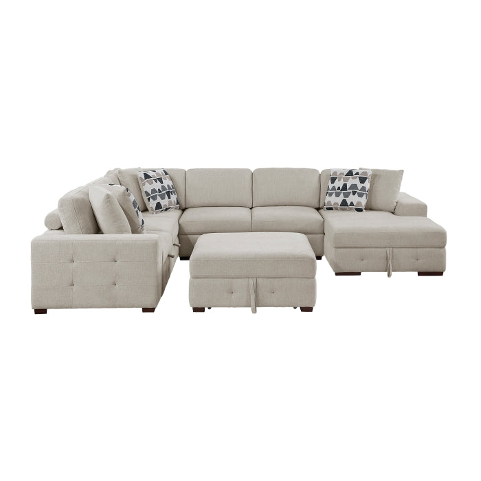 9624TP*52LRC 5-Piece Sectional with Right Chaise, Pull-out Bed and Ottoman - 9624TP*52LRC