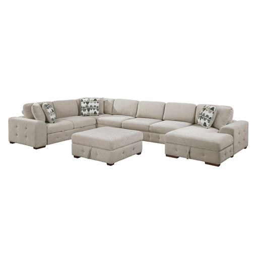 9624TP*62L1ACRCOT (6)6-Piece Sectional with Right Chaise, Pull-out Bed and Ottoman - 9624TP*62L1ACRCOT