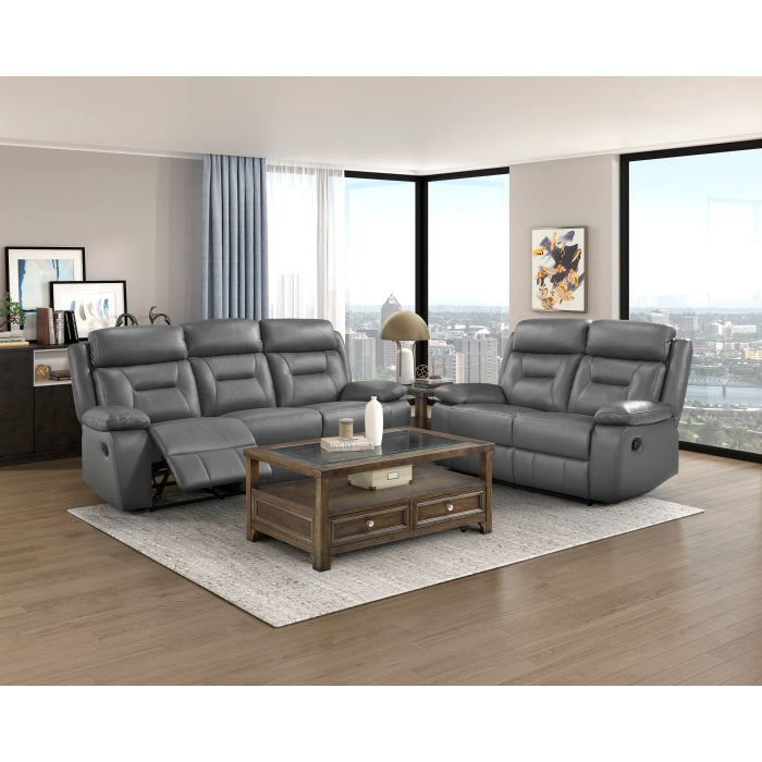 9629DGY-2 Double Reclining Love Seat - 9629DGY-2